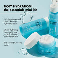 e.l.f. SKIN Holy Hydration! The Essentials Mini Kit, Cleanser, Toner & Moisturiser For Hydrated & Balanced Skin, TSA-friendly Sizes