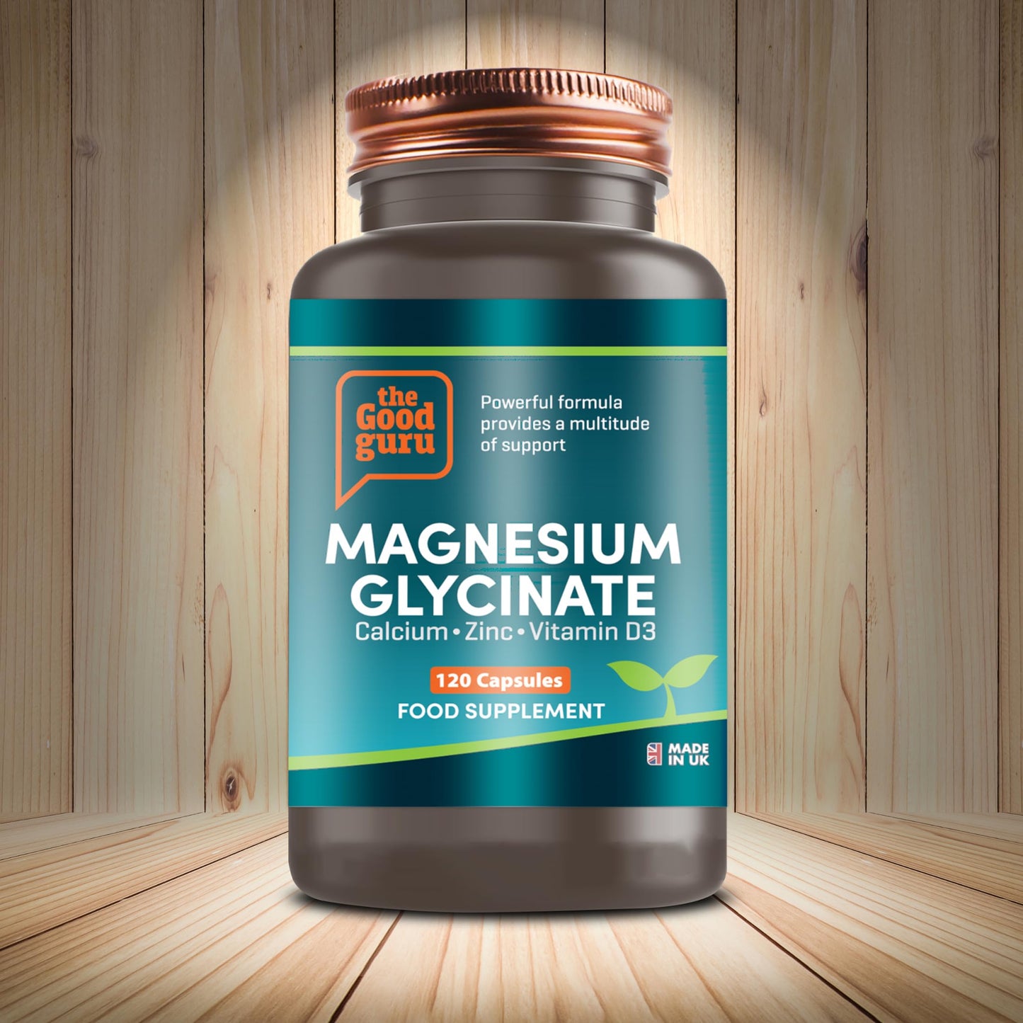 The Good Guru Magnesium Glycinate + Calcium + Zinc + Vitamin D3 1000iu Capsule Supplement - 300mg Magnesium | 120 Capsule for Ultimate Bone and Joint Health Complex