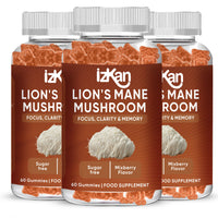 Izkan Mushroom Gummies 1000mg - Lion Mane Mushroom Gummies Supplement Promotes Focus, Memory, and Mood - 60 Count (Mixed Berry Flavor, Halal, Gluten-Free, Vegan) (3)