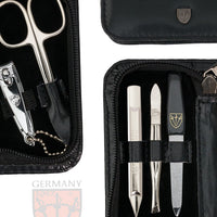 3 Swords Germany - brand quality 5 piece manicure pedicure grooming kit set for professional finger & toe nail care scissors clipper fashion leather case in gift box, Made by 3 Swords (521217)
