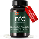 NFO Probiotic Complex 5 billion CFU + Zinc [60 Capsules] Natural High-Dose Complex of Probiotics with Zinc for the Immune System, Skin, Hair, Nails, Teeth, Bones, Made in Finland