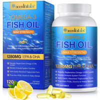 XAYGHE Omega 3 Fish Oil Supplement - Omega 3 Capsules High Strength 1280mg with EPA 650mg & DHA 450mg - 120 Count - Support Heart Brain Health