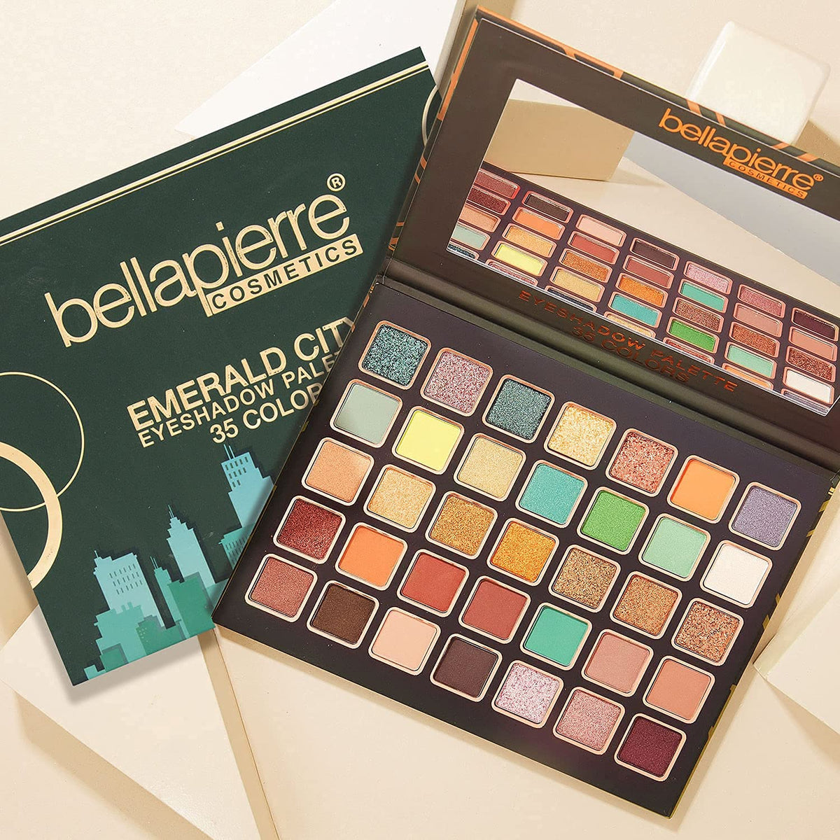 bellapierre Bellapierre Emerald City Eyeshadow Palette | 35 Shades in Matte, Satin, Shimmer, & Foil Finishes | Non-Toxic & Paraben Free | Vegan & Cruelty Free