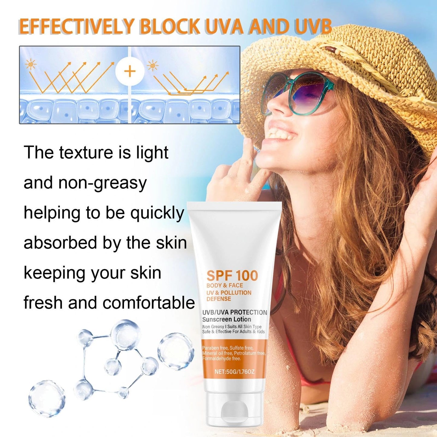 Maggikey SPF 100 Sunscreen - Face Sunscreen - Waterproof Moisturiser With UVB/UVA Protection Sun Cream - Factor 100 Sun Cream Anti Wrinkle Prevent Sunburn 50g
