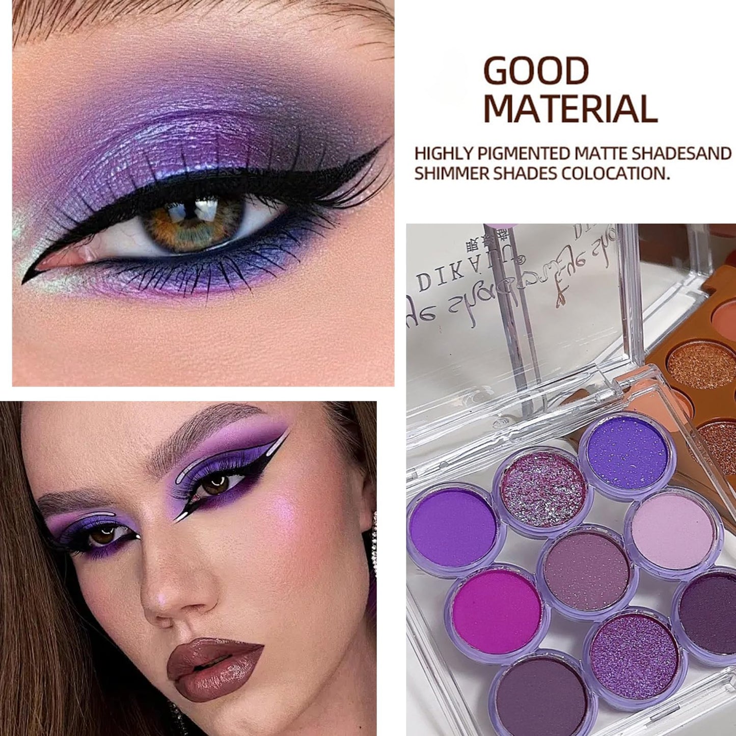 GEEWHILE Purple Eyeshadow Palette Violet Purple Eye Shadows Palette For Women, Long Lasting Shimmer Matte Eyeshadow Make-Up Palettes Waterproof Highly Pigmented Blendable Dream Purple Eyeshadow Palette