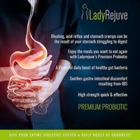 LadyRejuve Premium Probiotics | 180 Vegan Tablets (3 Month Supply) | 10 Billion CFU - Specially Formulated Probiotics for Women | Gut Health Supplements | Provides Constipation Relief for Adults