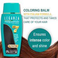 Leganza Hair Coloring Conditioner Natural Balm Color Black Tulip Nº 20 | Enriched with 7 Natural Oils | Ammonia, PPD and Paraben Free | 150 ml