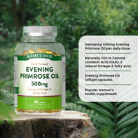 Evening Primrose Oil 500mg | High Strength Softgel Capsules | Source of Omega 6 and GLA | Cold-Pressed | 60 Count | Nature's Truth