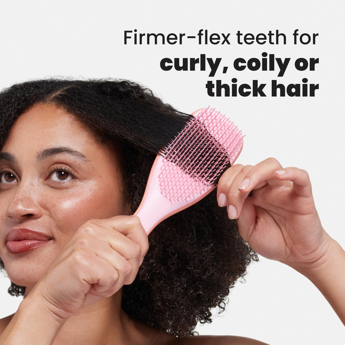Tangle Teezer Naturally Curly Ultimate Detangler Hairbrush for 3C-4C Curly Coily Hair - Two-Tiered Teeth Define Curls & Reduce Frizz - Mango & Pink