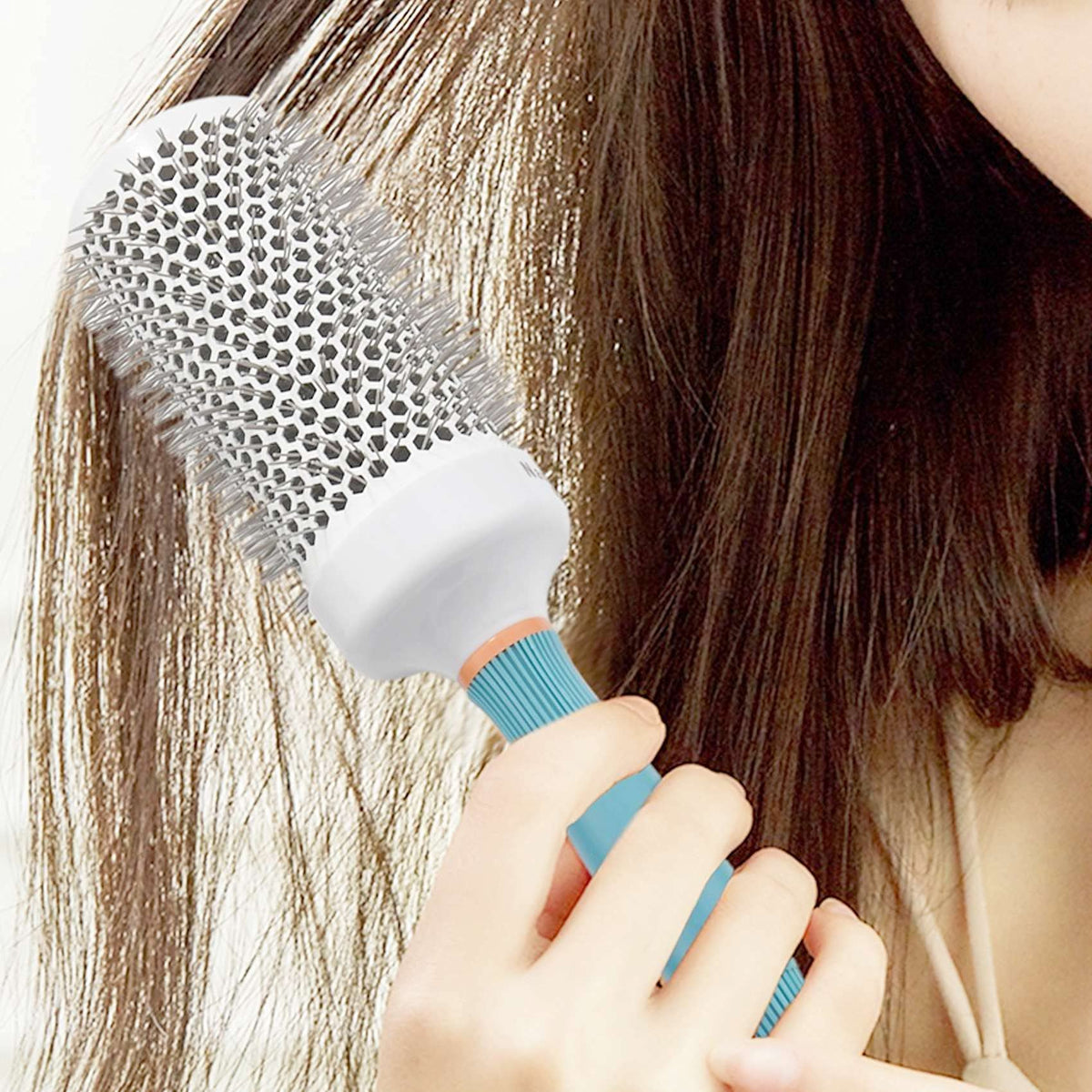 Smallterm Ceramic Ionic Round Hair Brush Barrel Hairdressing Hair Salon Styling Barrel Curling Brush Tool Set（19mm 25mm 32mm 45mm 53mm） (Blue)
