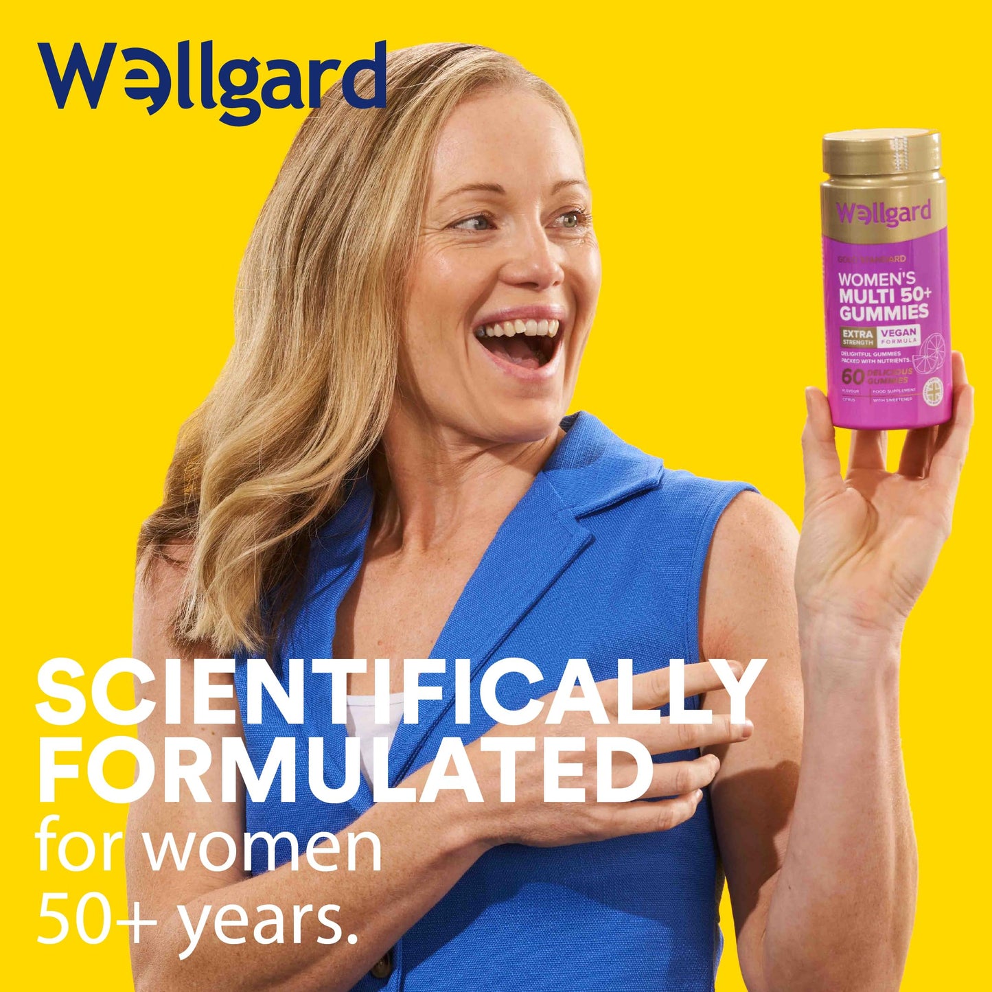 Wellgard Multivitamins for Women Over 50, Vegan Gummies, No Iron, with Vitamin D, B12, Calcium & Zinc for Bone, Immune & Energy Support, Chewable Womens Multivitamins 50 Plus, 60 Gummies