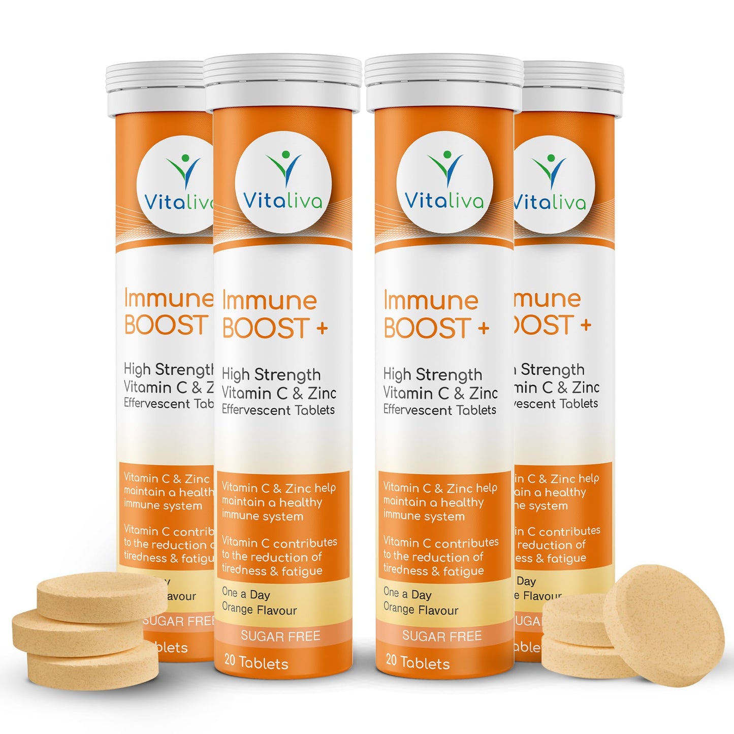 High Strength Vitamin C and Zinc - ONE a Day. Sugar Free and Suitable for Vegetarians. 4 Pack Deal x 20 (80 Days Supply).