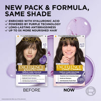 L'Oreal Paris L'Oréal Paris Excellence Cool Crème Permanent Hair Dye, Radiant At-Home Hair Colour with up to 100% Grey Coverage, Pro-Keratin, Up to 8 Weeks of Colour, Colour: 4.11 Ultra Ash Brown