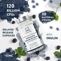 AAVALABS Bio Cultures Complex [ 120 Billion CFU ] 30x Bacterial Strains incl. Lactobacillus Acidophilus & Bifidobacterium per Serving - 90 Capsules - 3rd Party Tested