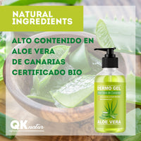 QKnatur - DERMO GEL ALOE VERA FROM THE CANARY ISLANDS BIO - Soothing effect, nourishes and moisturizes the skin. Natural face and body hydration (250 ml)