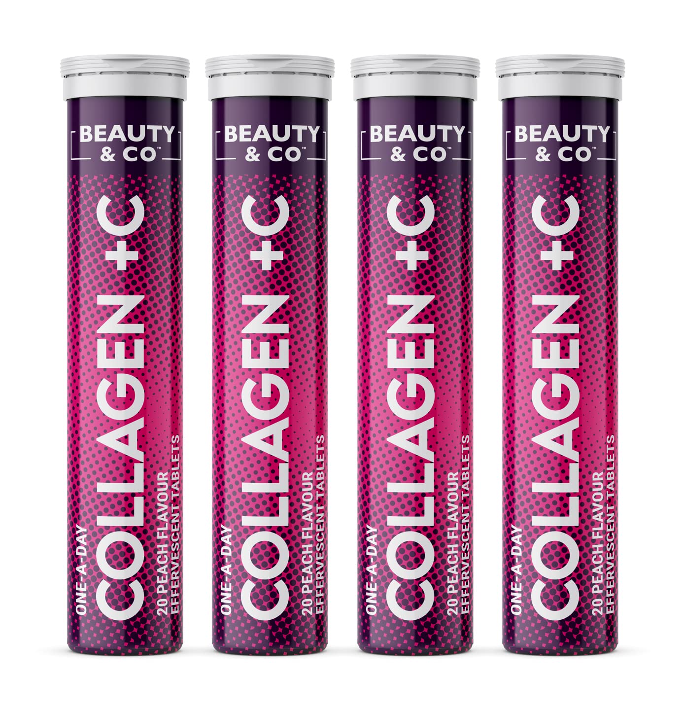 Beauty & Co Collagen Effervescent - Marine Collagen & Vitamin C Supplement - 500mg Per Tablet (4 Tubes)