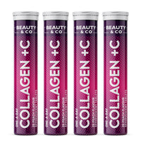 Beauty & Co Collagen Effervescent - Marine Collagen & Vitamin C Supplement - 500mg Per Tablet (4 Tubes)