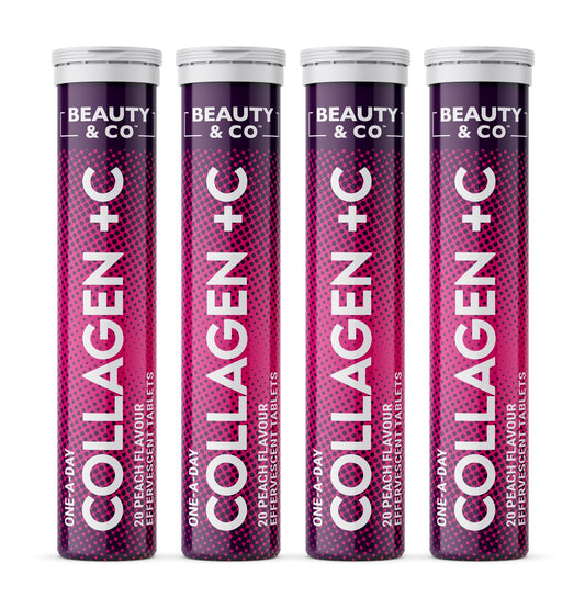 Beauty & Co Collagen Effervescent - Marine Collagen & Vitamin C Supplement - 500mg Per Tablet (4 Tubes)