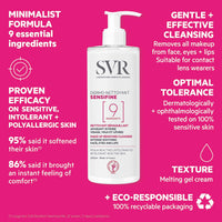 SVR SENSIFINE Soothing Ultra-Gentle Face, Eyes & Lips Cleansing Milk / Makeup Remover for Sensitive, Reactive Skin, 9-Ingredient Minimalist Formula, 400ml