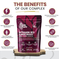 Beetroot & Vitamin B12 Complex – 9000mg Beetroot + 1000mcg Dual B12 (Methylcobalamin & Adenosylcobalamin) – Energy & Immune Support – 90 Vegan Capsules – UK Made (90)