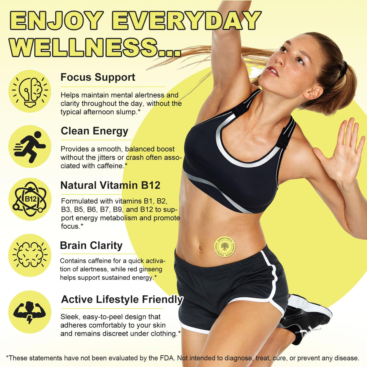 YijiaXingzhou Energy Patches - B12 Patch for Women and Men, Natural Energy Boosters for Fatigue, Fast Awake Recovery Patches for Party Fun Morning Revival