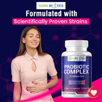 SigmaBiotics Probiotic Complex - Vegetarian Multi Strain with Lactobacillus Acidophilus & Bifidobacterium - 18 Premium Strains with 10 Billion CFU - Digestive and IBS Support Supplement- 30 Capsules