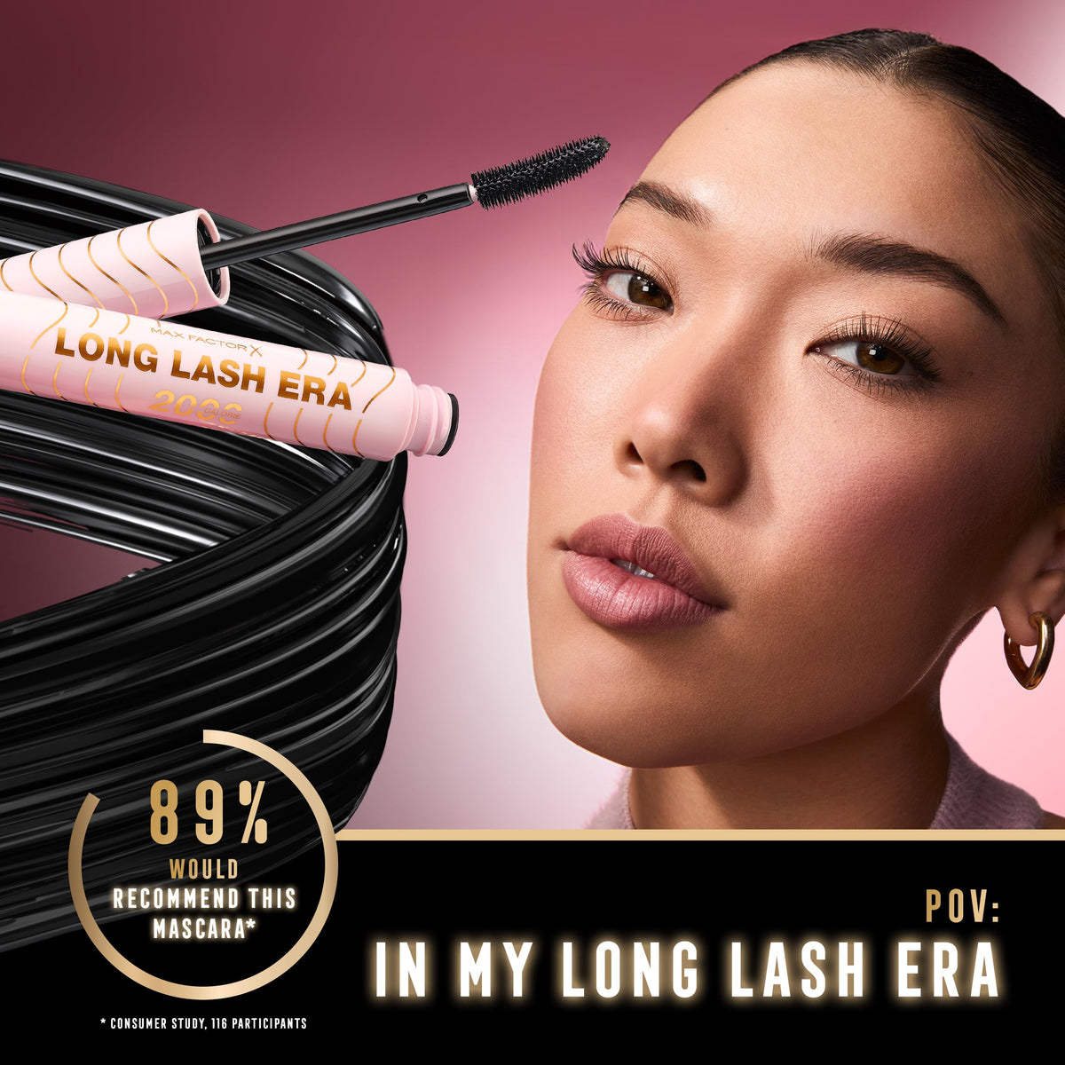 Max Factor 2000 Calorie Long Lash Era, 001 Black, Lengthening Tubing Mascara, Bold Volume, Visibly Longer Lashes, Curved Brush Design, All-Day Wear, Clump-Free, Smudge-Proof, 7.8ml