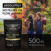 Bolman Health Beef Organ Complex | High Strength Grass-Fed Liver, Heart & Kidney Capsules | Supports Energy, Metabolism, Immune Health, Stamina & Vitality | 60 Capsules | Non-GMO, Gluten-Free | UK Made