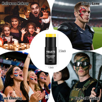 YBUETE Yellow Oil Based Face Body Paint Stick, Non-toxic Full-coverage Face Painting for Halloween Lion Tiger Minions Stage Zombie Cosplay SFX Makeup, Waterproof Cream Yellow Body Painting for Adults