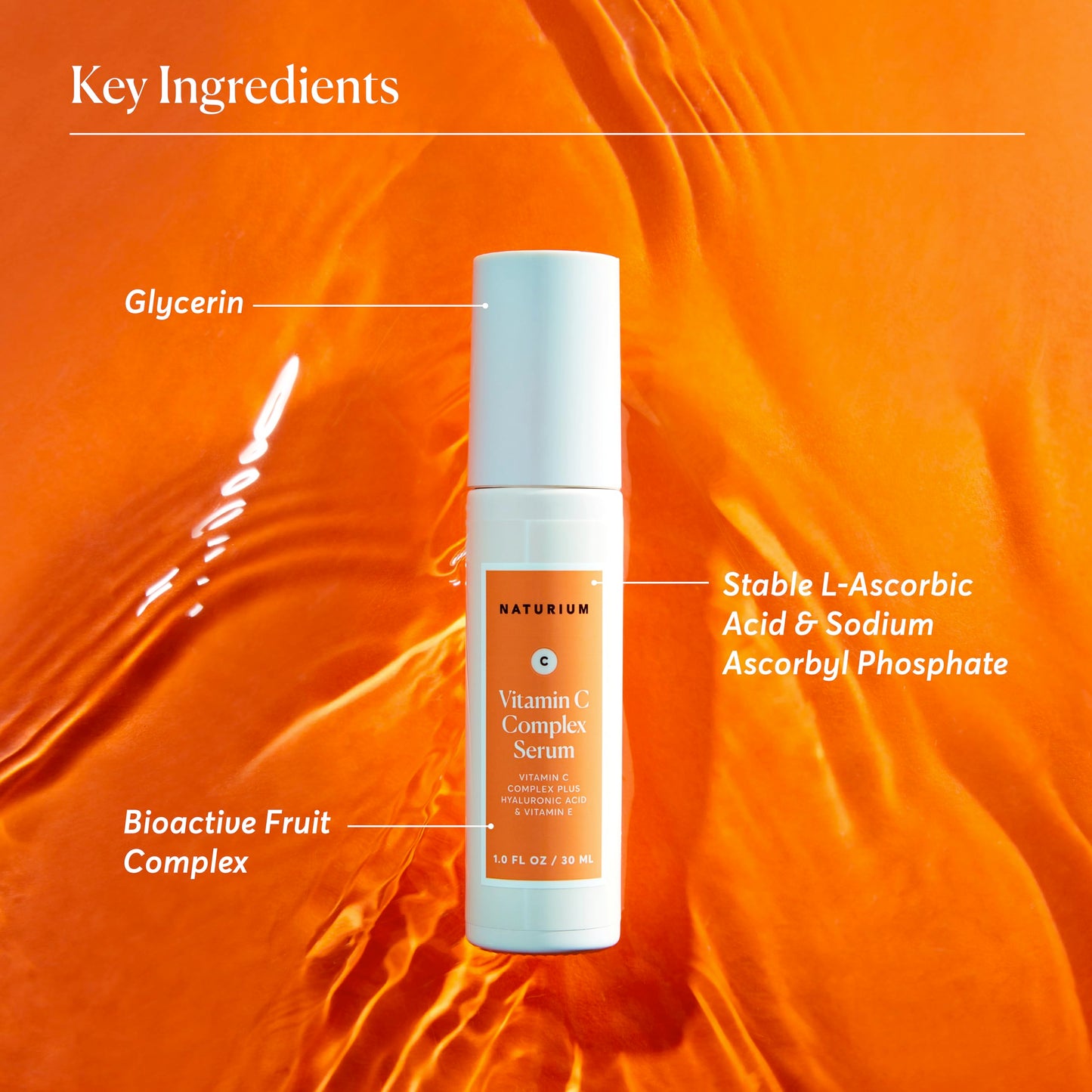 Naturium Vitamin C Complex Face Serum with Hyaluronic Acid & Vitamin E | 1.0 FL OZ / 30 ML