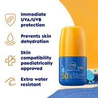 Nivea Sun NIVEA Sun Kids Protect & Care SPF 50+ Roll On (50ml), Sunscreen with SPF 50, Roll-On Kids Sun Cream for Delicate Skin, Immediately Protects Against Sun Exposure
