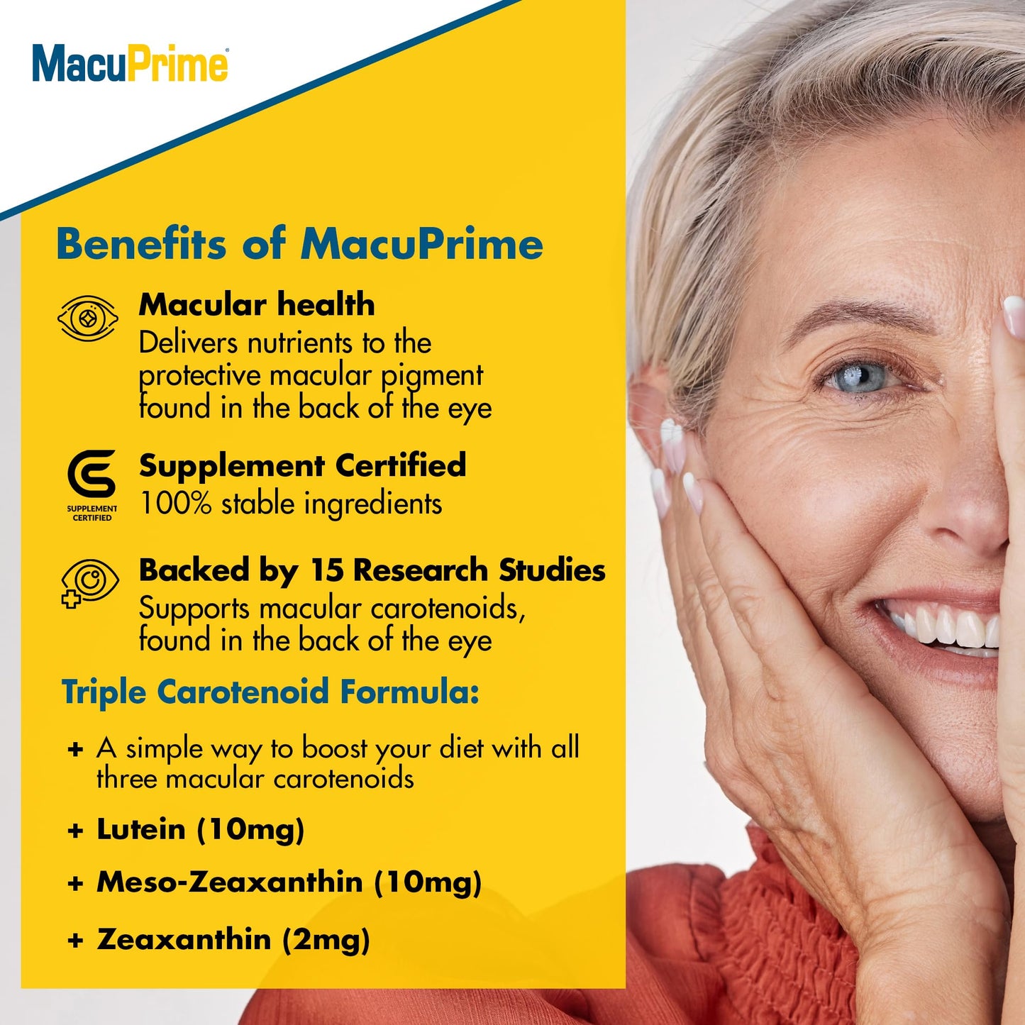 The Eye Doctor MacuPrime Eye Health Supplements – Triple Carotenoid Formula Food Supplement to Support Normal Vision – Lutein, Meso-Zeaxanthin & Zeaxanthin, 90 Capsules – 3 Months Supply