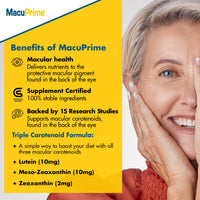 The Eye Doctor MacuPrime Eye Health Supplements – Triple Carotenoid Formula Food Supplement to Support Normal Vision – Lutein, Meso-Zeaxanthin & Zeaxanthin, 90 Capsules – 3 Months Supply