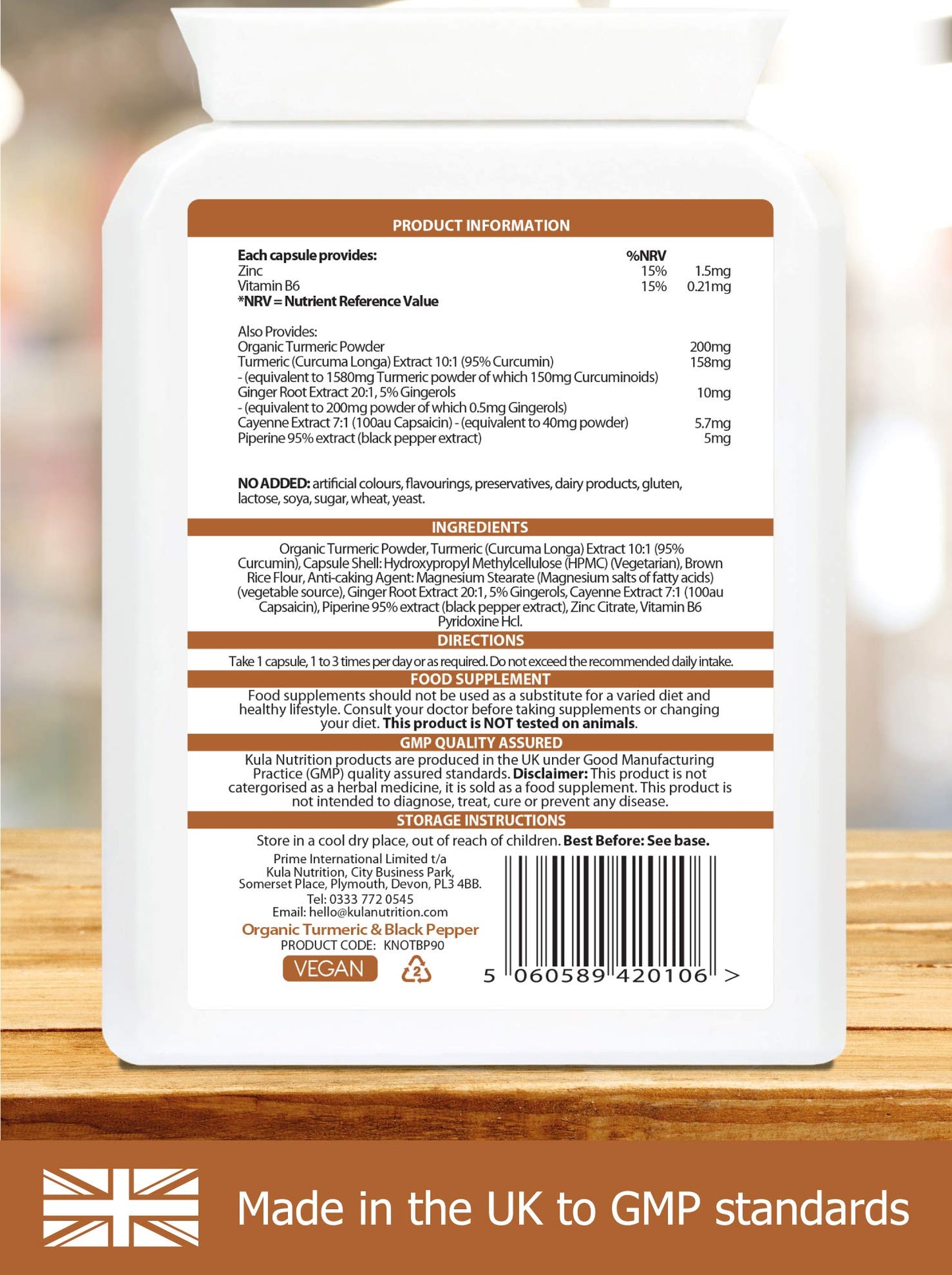Kula Nutrition Turmeric Supplements with Black Pepper High Strength 1580mg - 90 Vegan Turmeric and Black Pepper Capsules - Tumeric and Ginger Joint Care Supplements with Curcumin, Anti Inflammatory Tablets