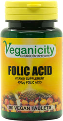 Veganicity Folic Acid 400µg : B Vitamin Supplement - 90 Tablets, in a Planet-Friendly 99% Recycled Pot