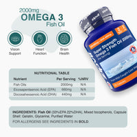 Zipvit Omega 3 Fish Oil 2000mg, EPA 660mg DHA 440mg per Daily Serving. 120 Capsules (2 Months Supply)