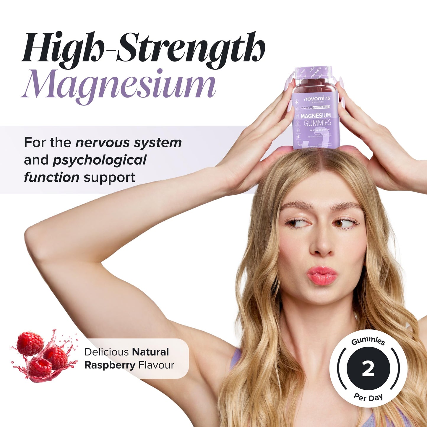 novomins Magnesium Gummies - High Strength 1636 mg of Citrate Offering 180mg of Elemental Mg - Magnesium Supplements - Alternative to Tablets, Spray & Oil - Vegan - 60 Gummies - Novomins