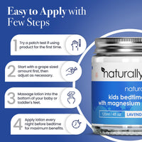 NaturallyMum Kids Magnesium Bedtime Lotion with Vitamin D (120ml (Pack of 1), Lavender & Chamomile)
