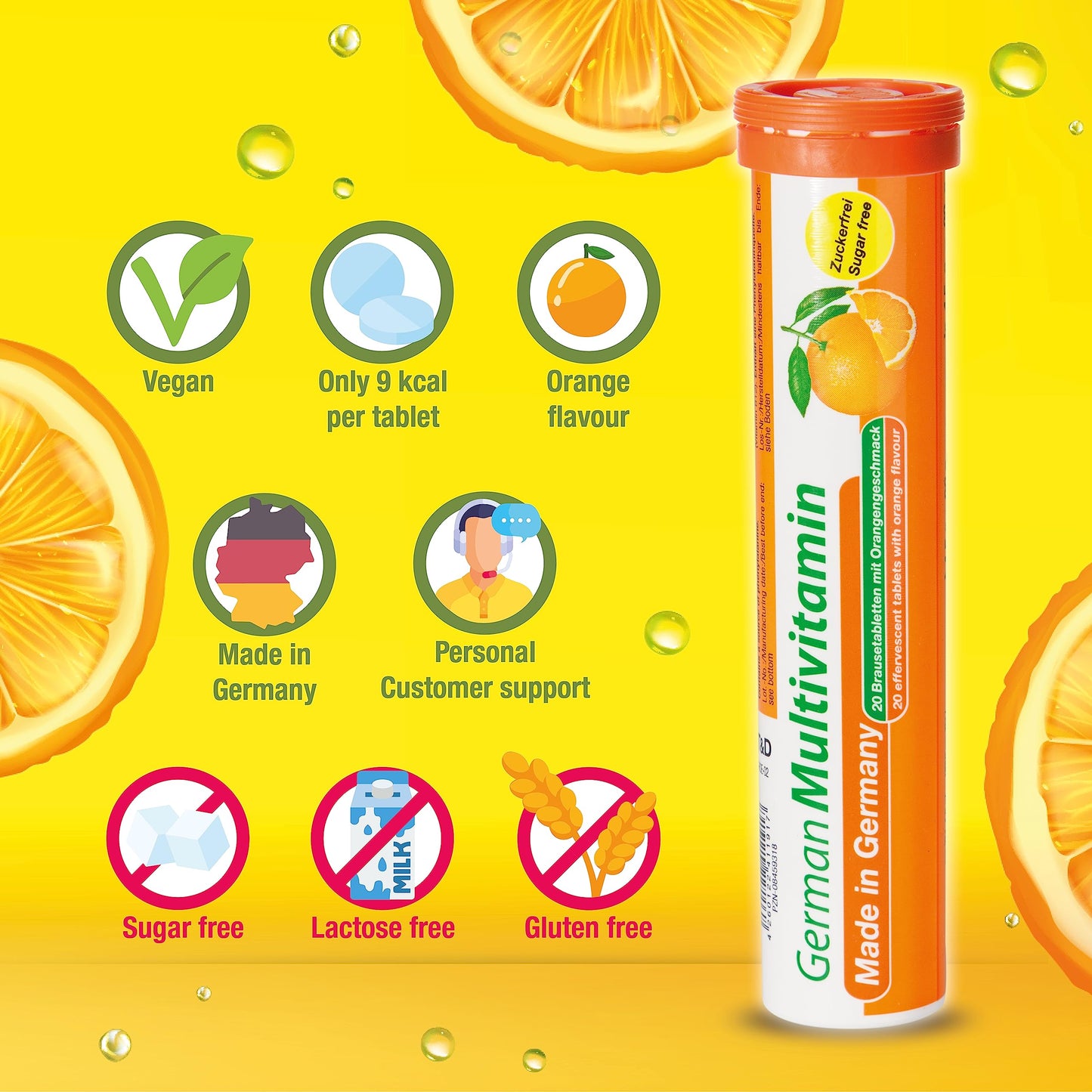 Effervescent Tablets Trial Package T&D Pharma – 5 x 20 = 100 German effervescent Tablets – Vitamin and Mineral Mix – Fruity Flavours – Made in Germany