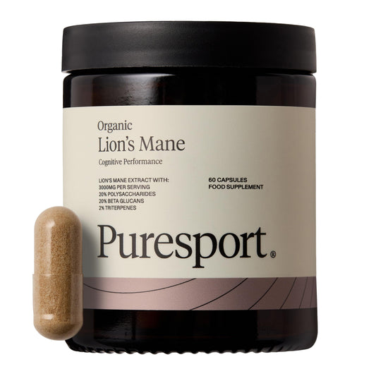 Puresport Lion's Mane Mushroom Supplement Capsules (30 Day Supply), High Strength 3000mg with 20% Polysaccharides and Piperine, Supports Brain Focus, Energy and Memory, Vegan-Friendly