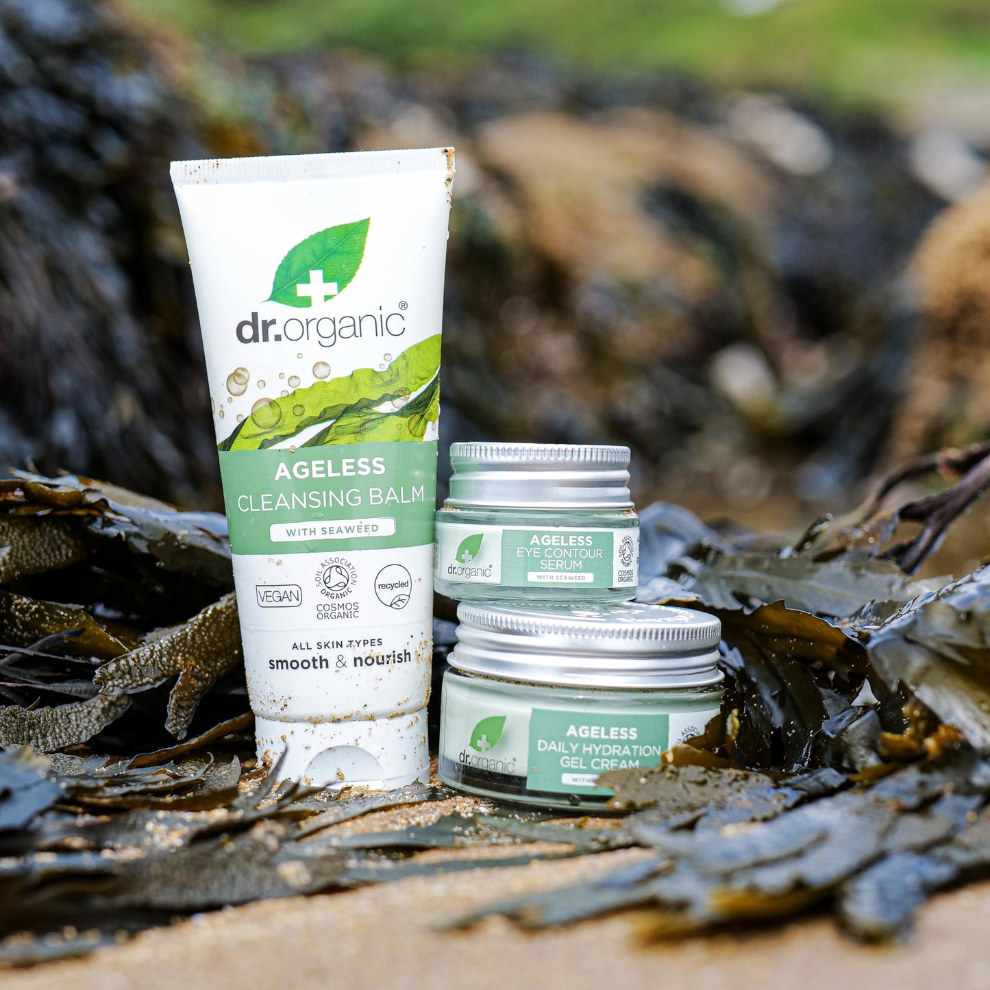 DR ORGANIC Dr Organic Ageless Skincare Set with Organic Seaweed Cleansing Balm, Face Cream & Eye Serum, Moisturising, Fine Lines, Wrinkles, Gift Set, Vegan, Cruelty-Free, Paraben & SLS-Free, Certified Organic
