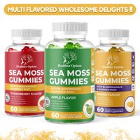 Healthier Options Irish Sea Moss Gummies with Bladderwrack & Burdock Root 5680 Mg | 60 Gummies | Apple Flavour | Vitamins & Minerals | Organic, Natural, Vegan, Gluten Free, Non GMO, High Strength
