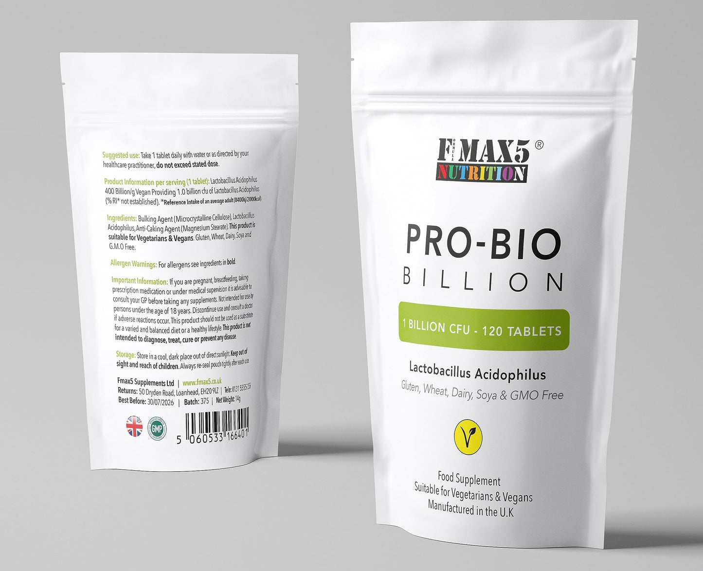 Probiotics for Gut Health - 120 Lactobacillus Acidophilus Tablets (Not Capsules) - High Strength CFU Probiotic Supplement for Men & Women - Vegan & UK Made