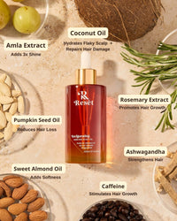 Resèt Invigorating Hair Oil, 100mL - Boosts Hair Growth, Natural Hair Oil With Rosemary, Caffeine Extract, Ashwaganda, Targets Loss & Thinning