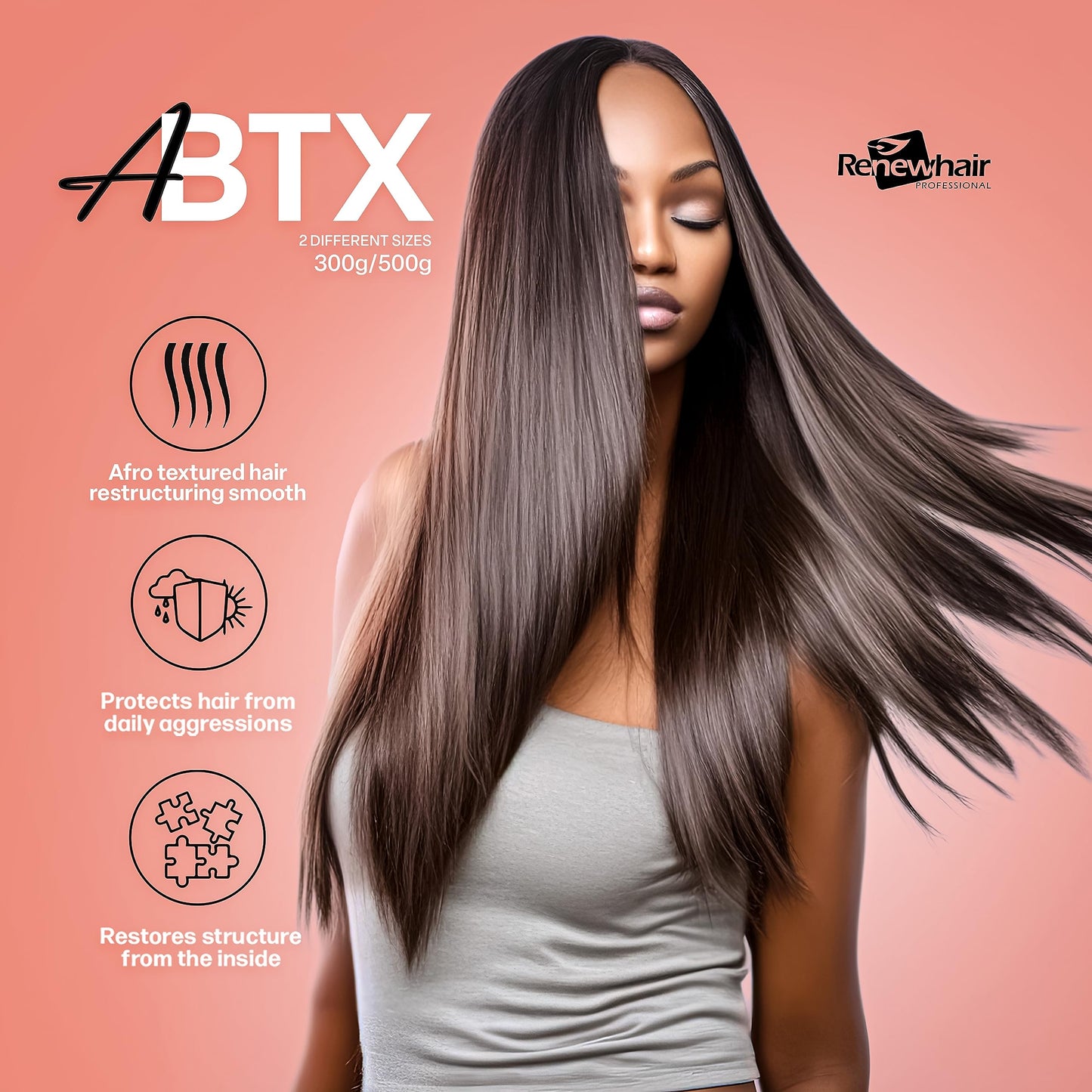 Renew Hair Professional Afro Hair Mask BTX 500g Treatment Restructuring Thermo Active, Anti Frizz, Texture release