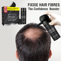 FIXXIE, fixxie Hair Fibres with Applicator + Comb, 82.5g Natural Keratin Hair Thickening Fibers for Thinning Hair, Hair Thickener For Women & Men, 27.5g X 3 Bottles (Pack of 3, Black)