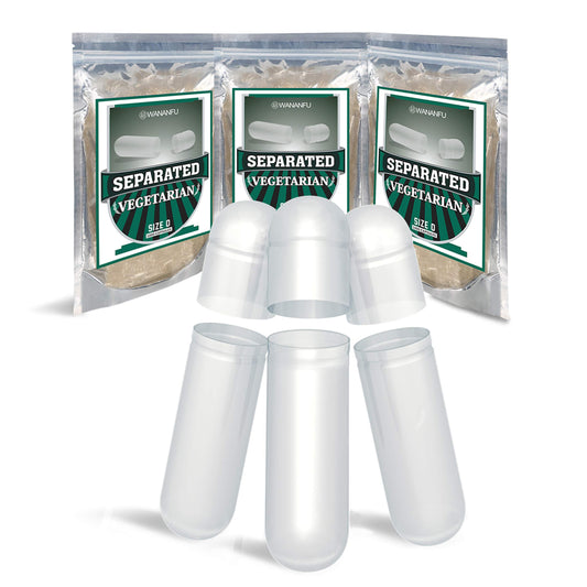 wananfu WANANFU Separated Empty Capsules Size 0 Vegetarian (1000 Count), Compatible with Capsule Filling Machine 0