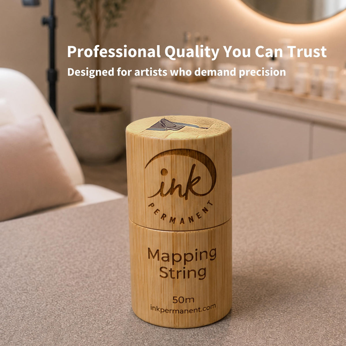 Ink Permanent [Large 50 Meters - 165 Feet] Premium White Bamboo Pre-Inked Mapping String, Pre-Inked Microblading String for Brow Shaping for Permanent Makeup, Eyebrow Mapping