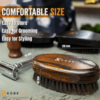 Kobe Palm Men's Military Style Boar Bristle Hair Brush/Beard Brush - Hand Sized Beard Brush for Men - Perfect for Beard Care - Works Well With Beard Oils (Dark Ash)