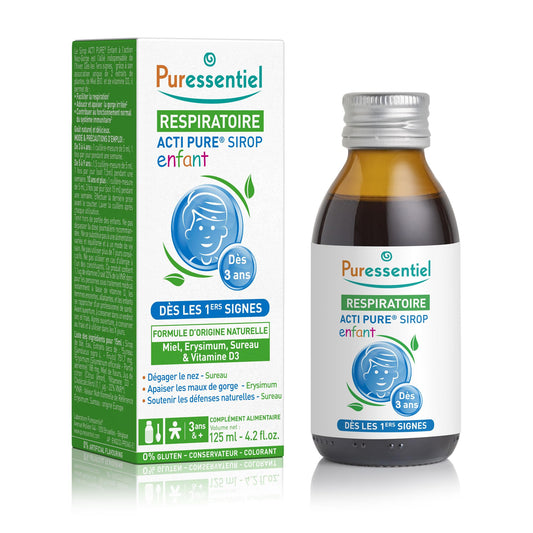 Puressentiel Acti Pure Kids Syrup 125ml – Colds & Sore Throat Syrup - Relieves sore throats immediately and decongestant - Supports kids immunity - 100% Natural Formula - Suitable for Children aged 3+